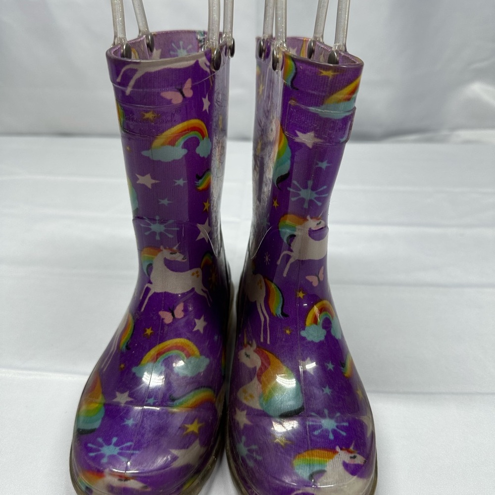 Colorful Purple Light Up Unicorn Rain Boots